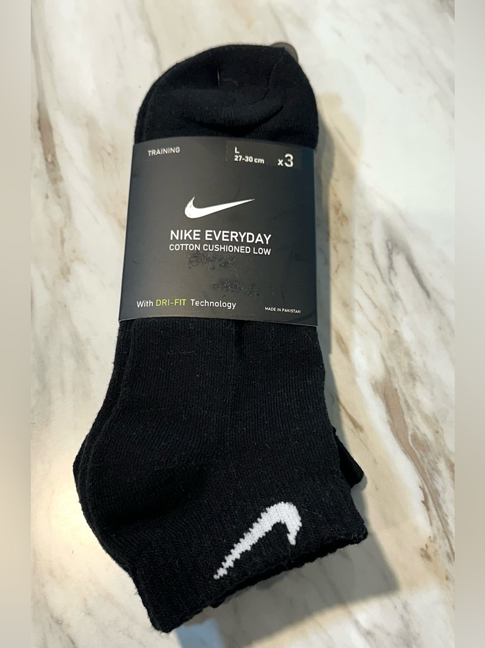 Nike Black Low-Cut Athletic Socks with White Swoosh (3-Pack)